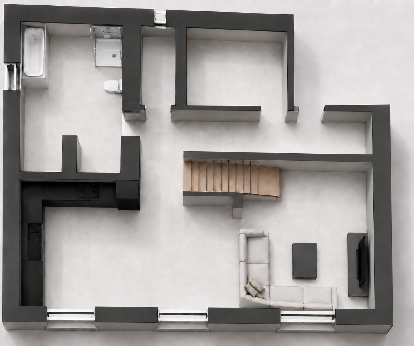Půdorys – přízemí, Prodej rodinného domu 4+kk, 173 m², Havlíčkova Borová